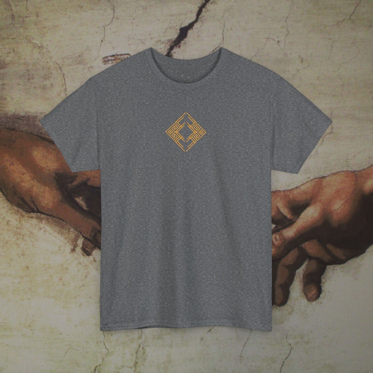 Creation of Adam Inspired Geometric Roman Style Art Cotton Shirt - Hand of Gods Parody Tee, Unique Top Lover Gift, Unique Premium Collection